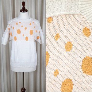 Vtg Yellow Dots Pullover Sweater